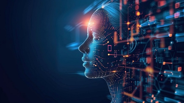 Imatge d'intel·ligència artificial am cara de noia i connexions