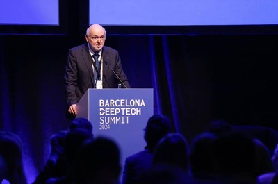 UPC rector Daniel Crespo during his speech at the Barcelona Deep Tech Summit