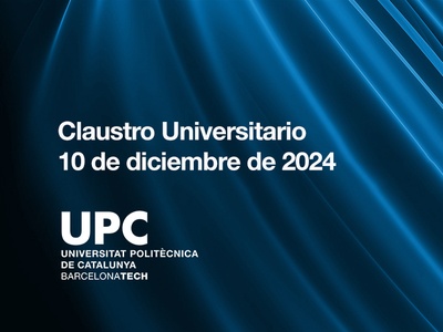 Cartel de la UPC con el título Claustro Universitari 10 de diciembre