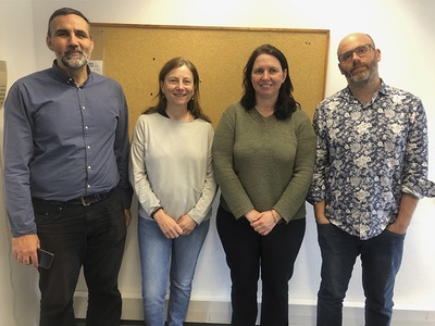 Parte del equipo de la UPC que participa en el proyecto, de izquierda a derecha: Cecilio Angulo, Ángela Nebot, Caroline König y Pedro Jesús Copado. Además, participa el investigador Alfredo Vellido